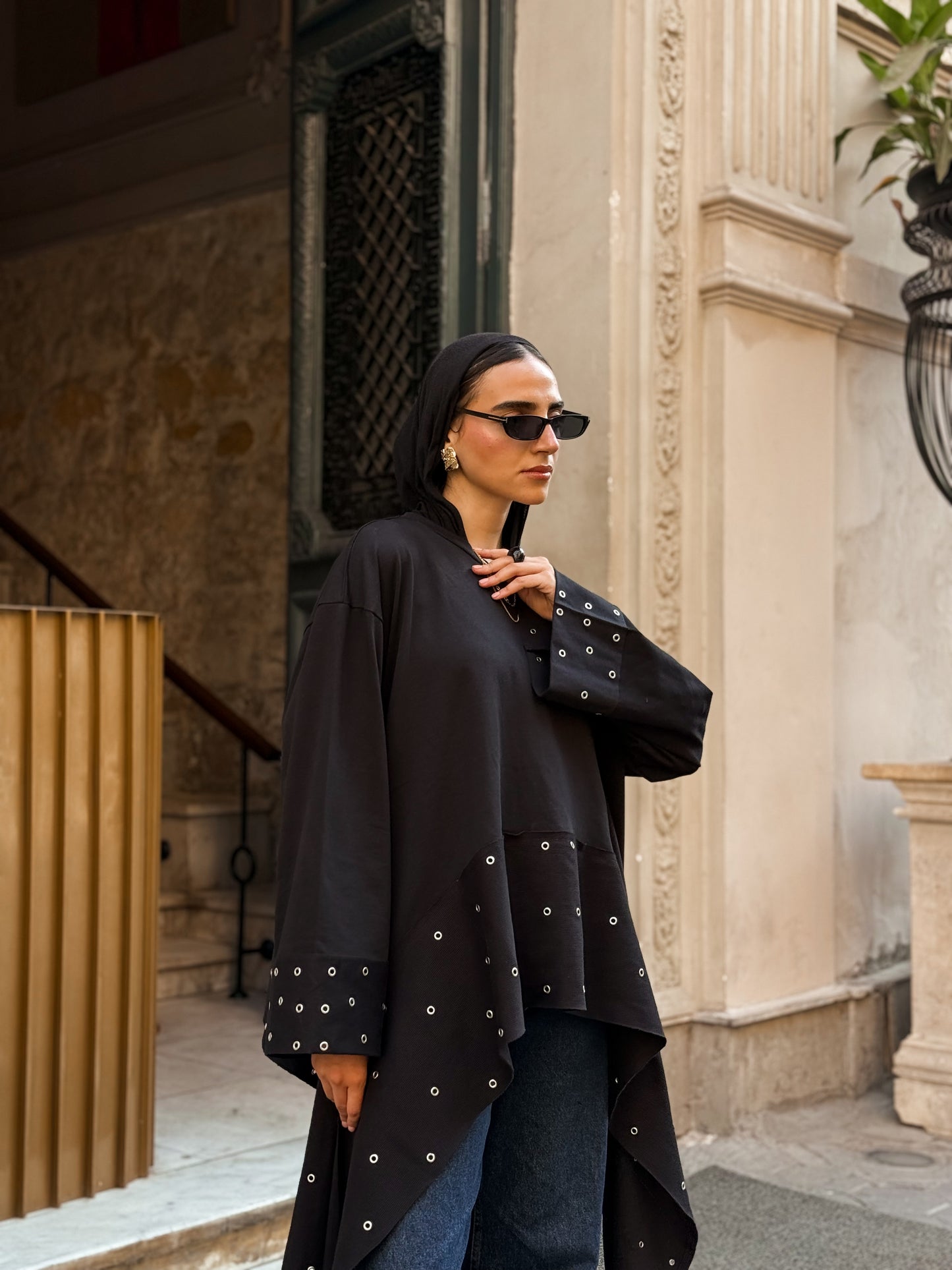 Eyelet T-shirt BLACK