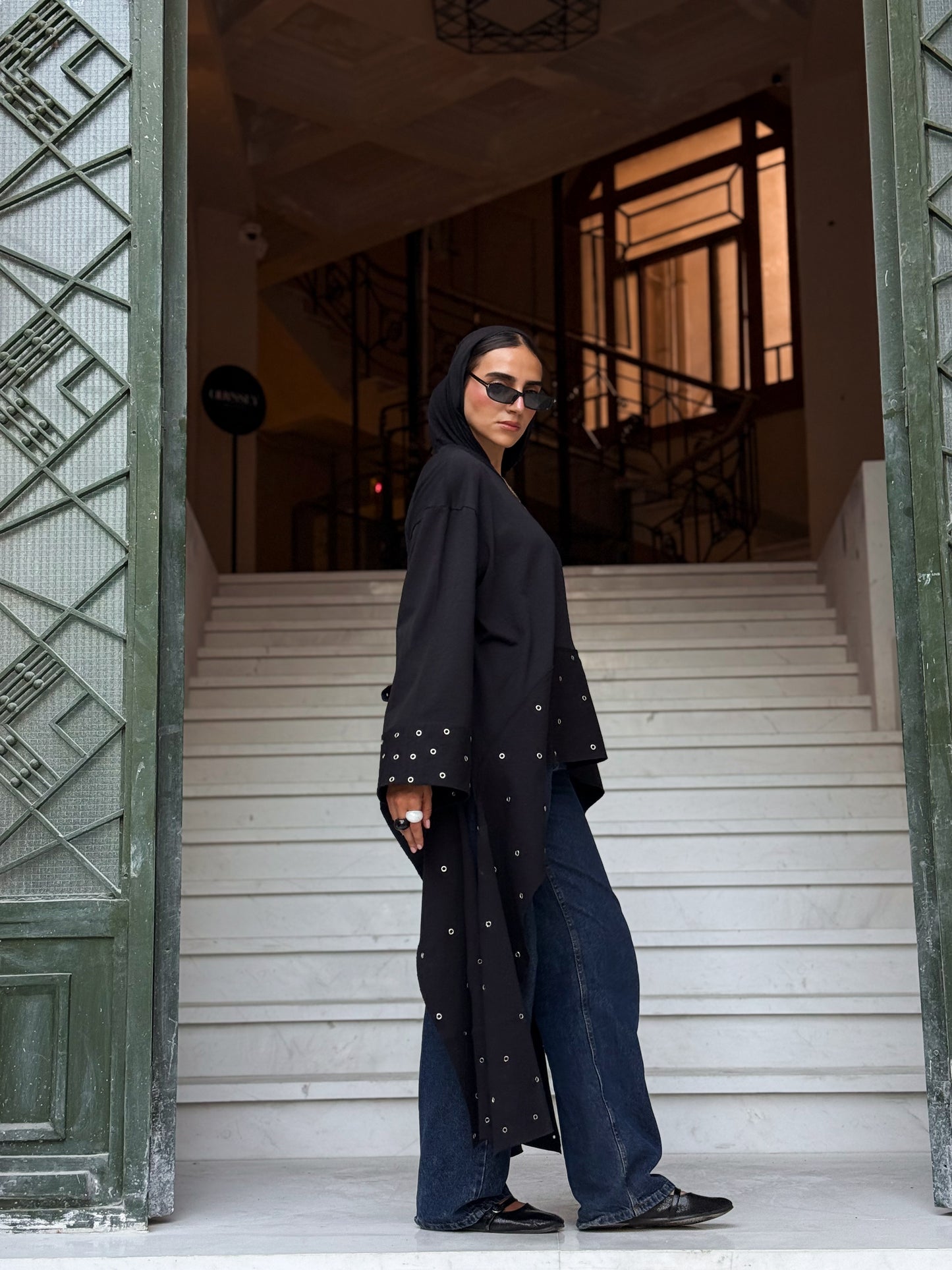 Eyelet T-shirt BLACK