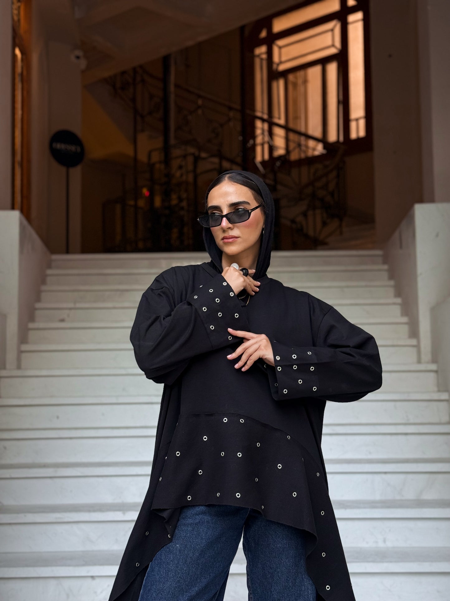Eyelet T-shirt BLACK