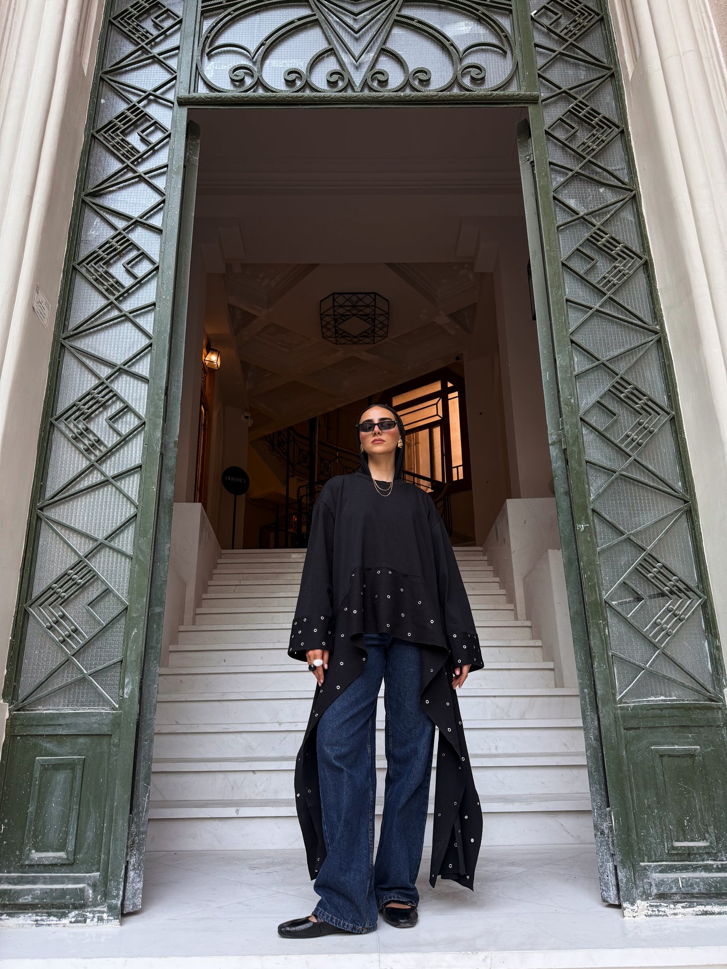 Eyelet T-shirt BLACK