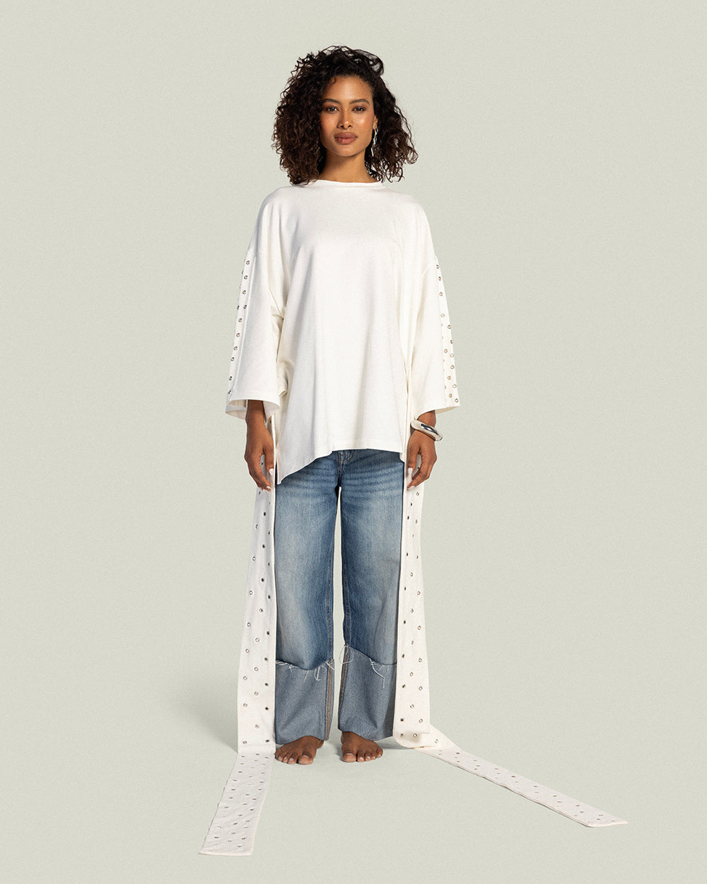 The Multi-Way Eyelets T-shirt - Pearl