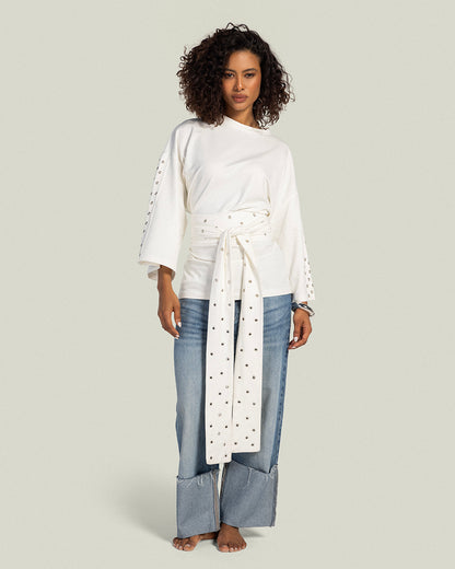 The Multi-Way Eyelets T-shirt - Pearl