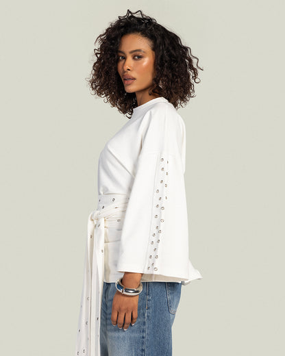 The Multi-Way Eyelets T-shirt - Pearl