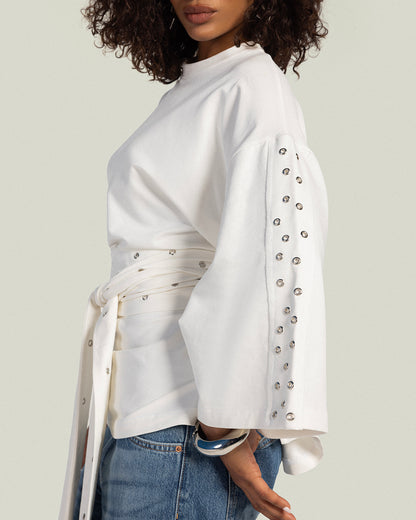 The Multi-Way Eyelets T-shirt - Pearl