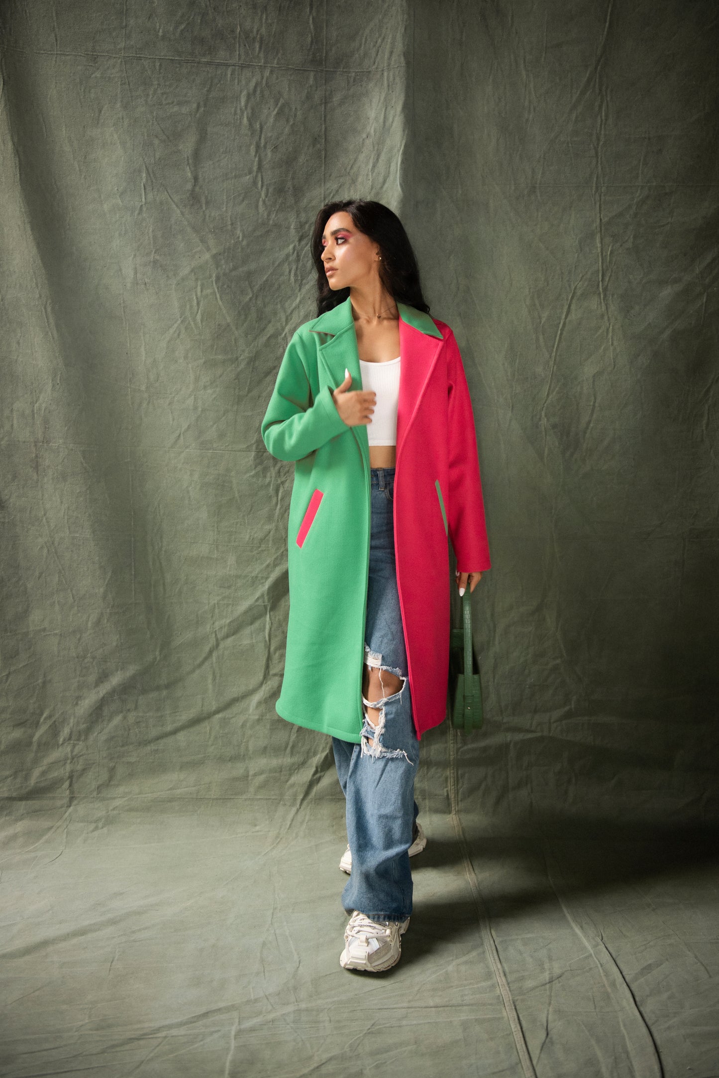 Green Over Pink Coat