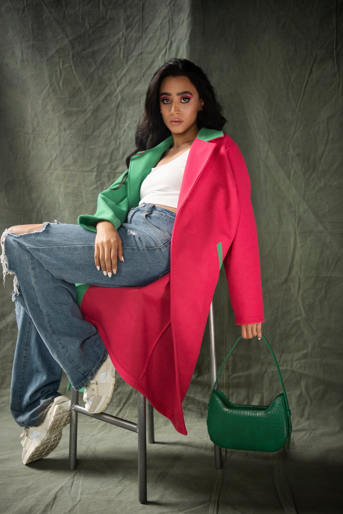 Green Over Pink Coat