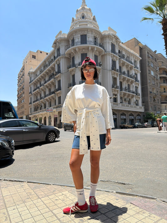 The Multi-Way Eyelets T-shirt - Pearl