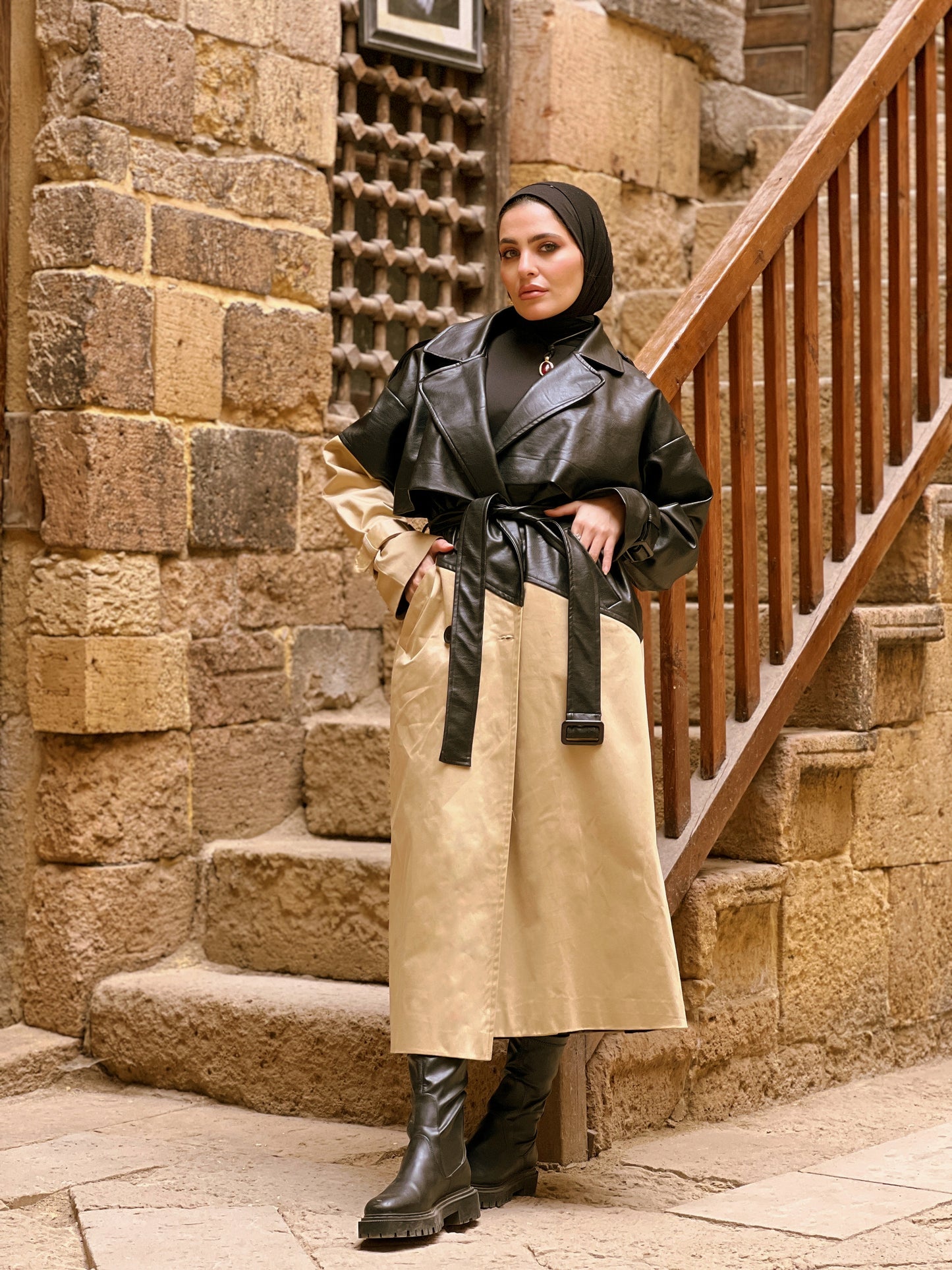 The Leather And A Metrical Trench Coat