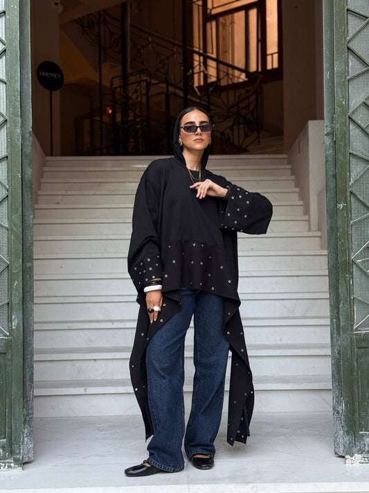 Eyelet T-shirt BLACK